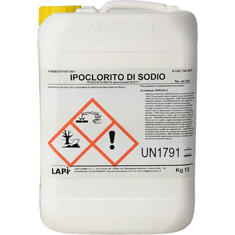 Ipoclorito Di Sodio 14/15 Kg.12 Disinfettante Sanificate Batteri Acqua Piscina