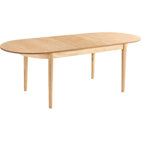 Tavolo da pranzo ovale allungabile moderno 180/220 x 90 cm Gambe di legno MDF Legno di frassino chiaro Clavet