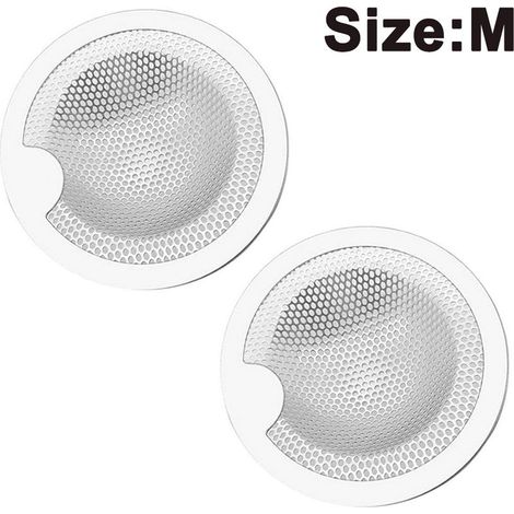 Lot de 2 passoires d'évier de cuisine, en acier inoxydable, avec filtre anti-obstruction. (1/4)