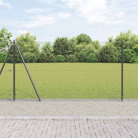 Zaunpfosten Grau 10 x 1,2 m (19 x 19 mm Maschen) Stahl und PVC
