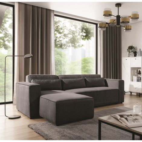 Ecksofa Schlafsofa WALDO Stoff Poso Anthrazit Ottomane Links (1/5)