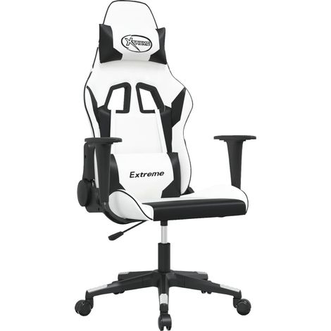 Chaise de jeu Chaise de Gaming Blanc et noir Similicuir (1/5)