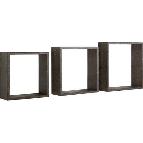 Kubischer 3er set wandregal mod. InCubo Slim farbe eiche dunkel (1/3)