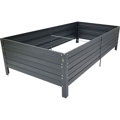 Carré potager surélevé en acier thermolaqué anthracite RAL 7016, 150 x 75 x 30 cm, 338 L, tôle 1 mm, KLASIKA GARDEN (1/5)