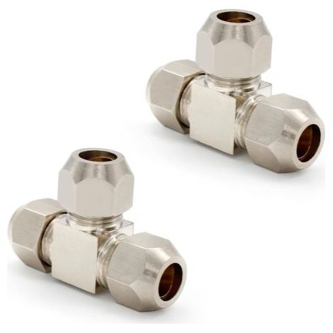 2pcs 8mm manchon de compression, tube à trois voies de diamètre égal, argent, pour la climatisation et la plomberie (1/5)