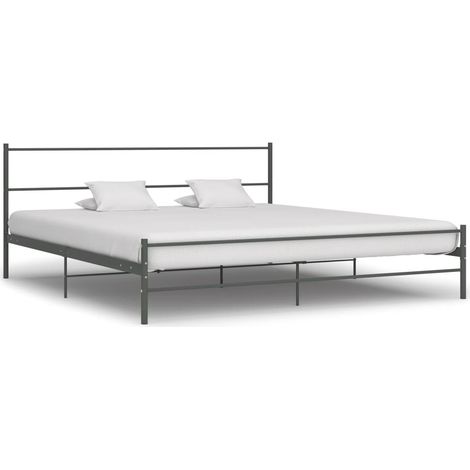 Cadre De Lit Moderne: King Size - Lit Double - Gris Métal 200 x 200 cm Chic-679791 (1/5)