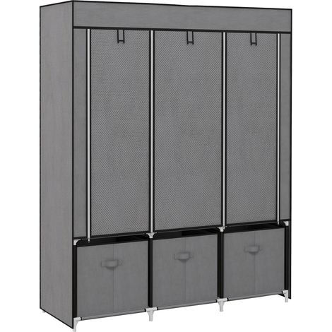 Armario plegable de tela gris oscuro 125 x 43 x 162,5 cm con 2 barras y 3 cajones (1/5)