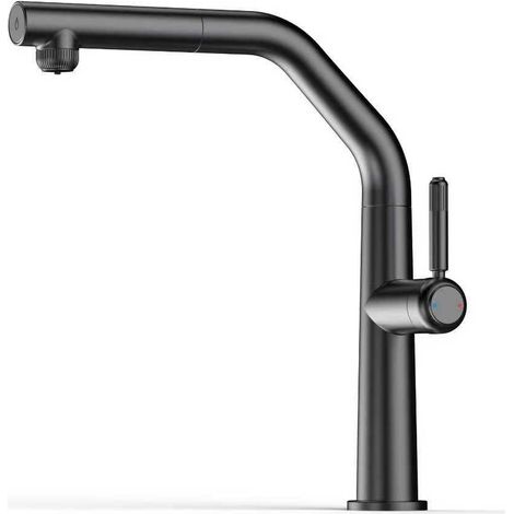 Küchenspülenmischer aus PVD-Gunmetal-farbigem Stahl mit ausziehbarer Dusche und Filtersystem Pollini FILTRA TECH RE6110-PM  Gunmetal