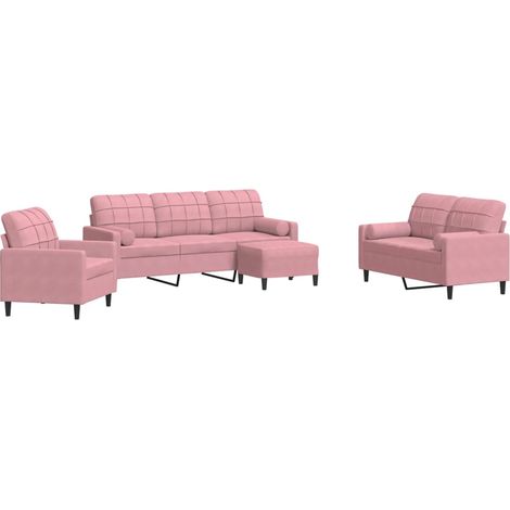 Maison Exclusive - Set di Divani 4 pz con Cuscini e Rinforzi rosa in Velluto