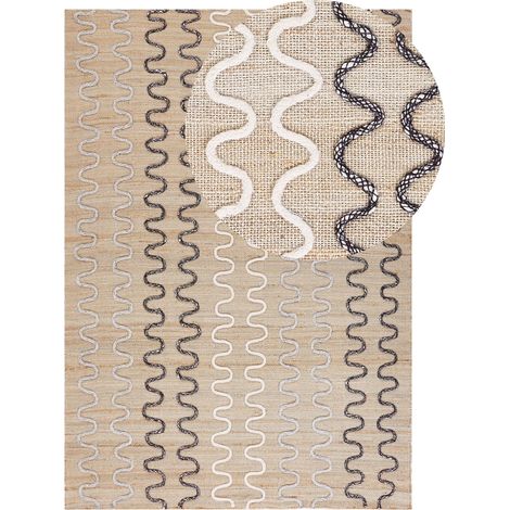 Tappeto area Boho Juta Rettangolare Basso Pile 160 x 230 cm Beige Sogut