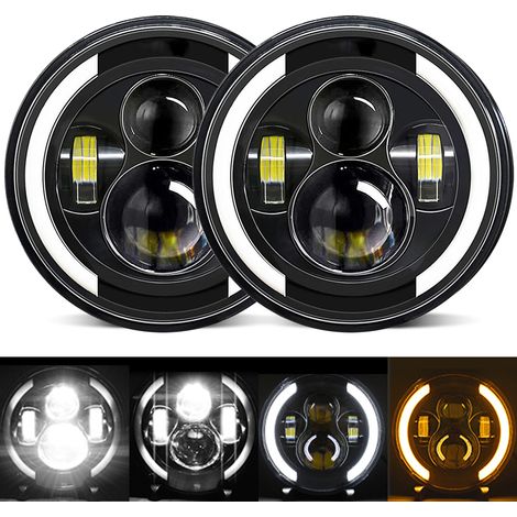 1 phare LED de 17,8 cm pour voiture et moto avec feux de croisement/feux de route/DRL/clignotants ronds de 17,8 cm 6000 K 100 W de remplacement pour Jeep Wrangler JK JKU TJ LJ CJ Hummer H1 H2 Chevy Fo