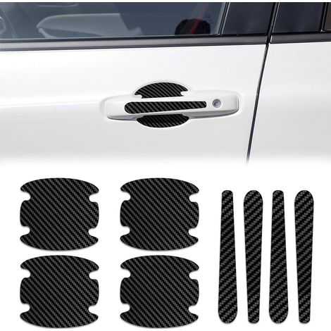 láminas protectoras para manijas de puertas de coche, adhesivo protector antiarañazos para manijas de puertas de coche con acabado de fibra de carbono.