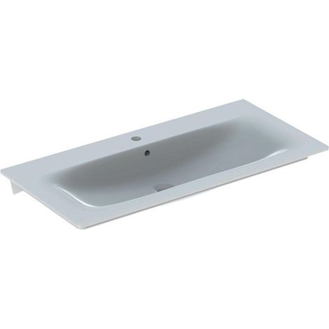 Lavabo Geberit Renova Plan, 100x48cm, orificio central para grifería, Blanco