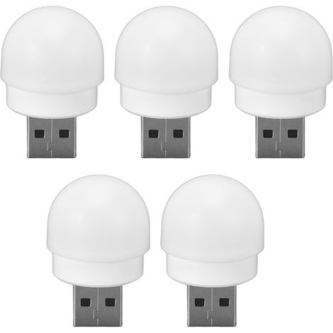 5 Pieces USB Night Lights Plug In Energy Saving Eye Protection Mini LED Bulb for Bedroom Bathroom Nursery Hallway White Light 5 Pieces (1/5)
