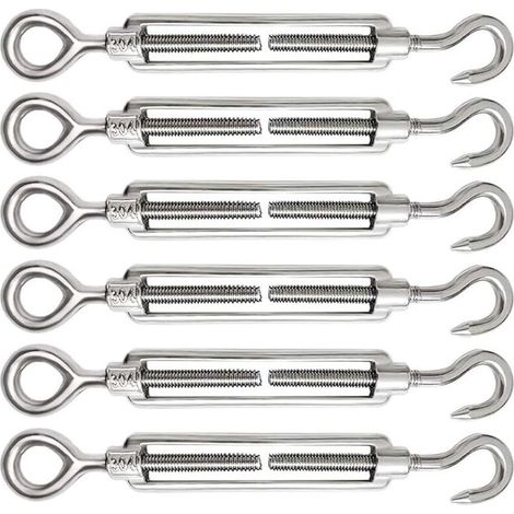 [NON UTILIZZATO] Tendicavo 6 pezzi M5 Tendicavo in acciaio inossidabile 304 Tenditore regolabile con gancio e occhiello per tenditore per cavi Tendicavo in acciaio Accessori per tenditore