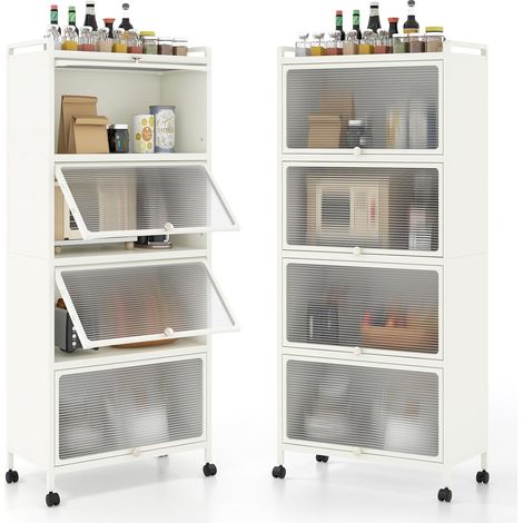 Goplus – Étagère de rangement 5 niveaux 60x32x154cm – Métal et PC étanche – Roues pivotantes 360° – Double anti-basculement – Pour salon, cuisine, bureau (1/5)