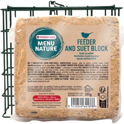 Bloc de suif aux arachides VERSELE LAGA Menu Nature 395 g avec distributeur