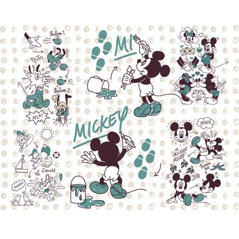 Papier Peint intissé Disney Mickey Mouse et ses amis 350 cm x 280 cm (1/4)