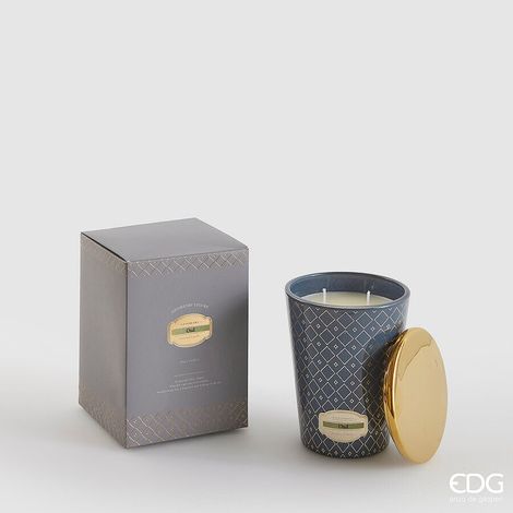 EDG Enzo De Gasperi Candela Enigma con Profumo H 12 Cm 360 Gr Oud Scatola Regalo