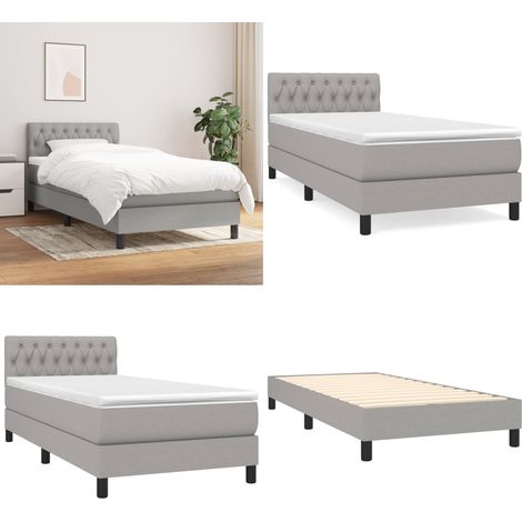 Boxspringbett mit Matratze Hellgrau 90x200 cm Stoff - Boxspringbett - Doppelbett - Schlafraum - Bettenausstattung - Lattenrost - Home & Living (1/5)