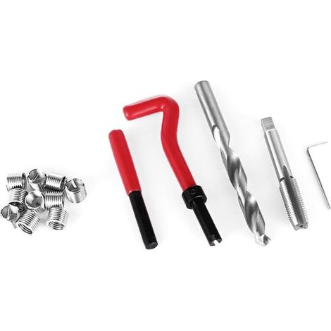 Kit de reparación de roscas métricas de 15 piezas, M5 M6 M8 M10 M14, herramienta Helicoil Car Pro 1.5 Coil Tool -Crezuo