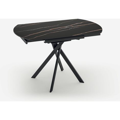Tavolo allungabile in ceramica per cucina e soggiorno 120x80/120 Drift - Effetto marmo nero (1/4)