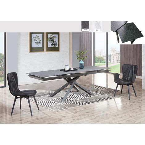 Tavolo allungabile a 250 cm MARTE top effetto pietra GRIGIO