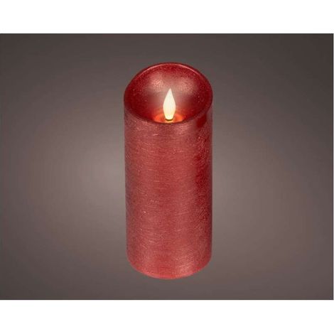Lumineo Candela LED Oxblood Rossa 17cm con Timer e Effetto Fiamma