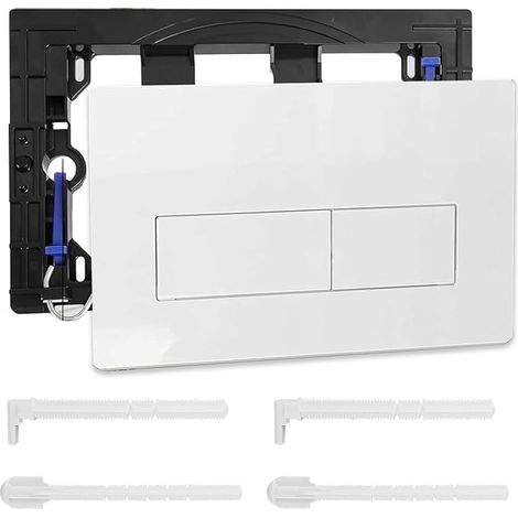 Plaque de commande pour WC, compatible avec les modèles Geberit Sigma 01, 20, 30, 50, UP300, UP320, plaque de commande avec jeu de leviers de chasse et cadre de montage, pour panneaux de chasse muraux (1/5)