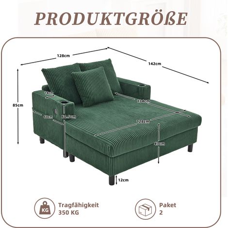 Fauteuil longue spacieux et moelleux avec porte-gobelets latéraux,ports USB et LED intégrés,idéal pour salon,chambre ou véranda-Lu (1/5)