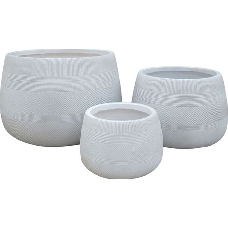 Vasi Per Piante Rotondi Da Interno Ed Esterno Set Da 3 Dimensioni Moderni Vaso Di Design In Resina Colore Taupe , G.55x55x37/M.42x42x29/P.29x29x20 (1/3)