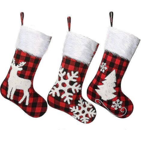 Lot de 3 bas de Noël, décorations de Noël et sacs cadeaux de Noël (1/5)