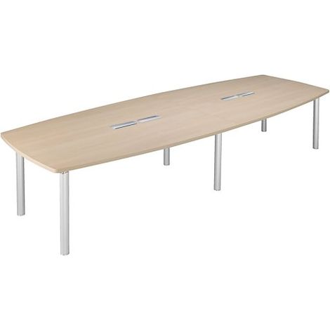 Table modulaire plateau chêne 14 personnes L 380 x P 140 cm - Frégate - piétement aluminium (1/2)