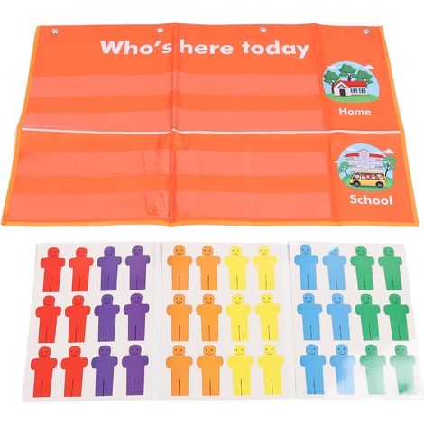 Tableau de présence à poches avec grandes cartes - Emploi du temps quotidien - Tableau de gestion de classe pour école maternelle et préscolaire (1/5)