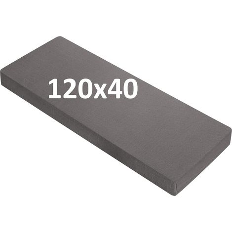 Coussin de Banc en Lin 120x40x5 cm, Coussins d'assise d'intérieur renforcés et Respirants, Coussin de Banc Haute densité avec Dessous antidérapant, Coussin d'intérieur pour Baie vitrée(Gris) (1/5)