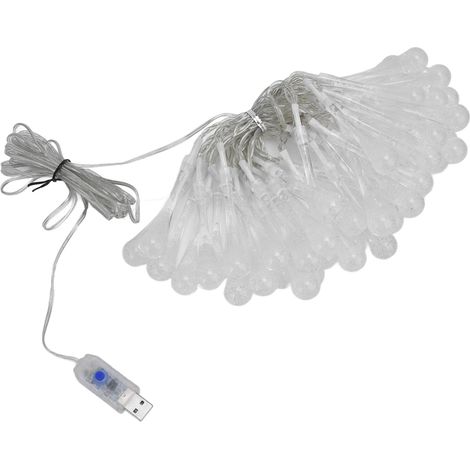 Guirlande lumineuse étanche à 50 LED, 16 couleurs RGB, 8 modes d'éclairage, pour terrasse, jardin ou cour, alimentation USB. (1/5)