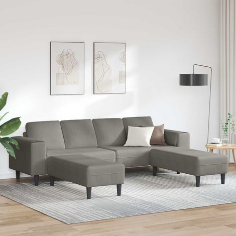 vidaXL Sofa Hellgrau 250 x 188 x 76 cm Cordstoff (1/5)
