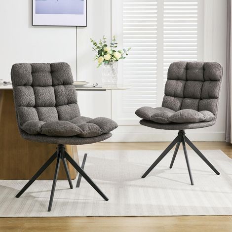 Esszimmerstühle 2er Set drehbar mit abnehmbarem Kissen, modern, grau (1/5)