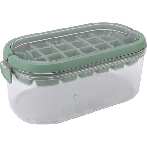 Moule à glaçons 28 cavités, grande capacité, pour la fabrication de glaçons maison, portable, vert, à fond souple. (1/5)