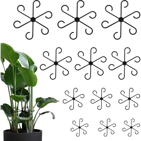 12 attaches pour plantes grimpantes, clips noirs réutilisables en 4 tailles, fixation douce pour tomates, hortensias et rosiers. (1/5)