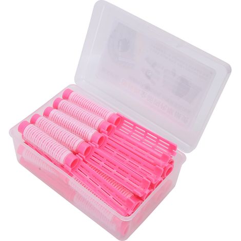 Kit de coiffure comprenant 20 bigoudis à permanente, rouleaux et fers à friser, rose. (1/5)