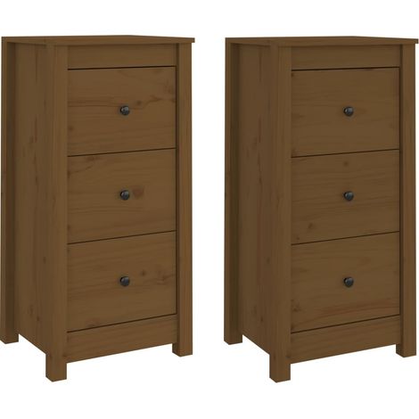 Credenza buffet cassettiera mobile contenitore organizer cucina soggiorno soggiorno set da 2 40 x 35 x 80 cm legno massello di pino marrone 020036887