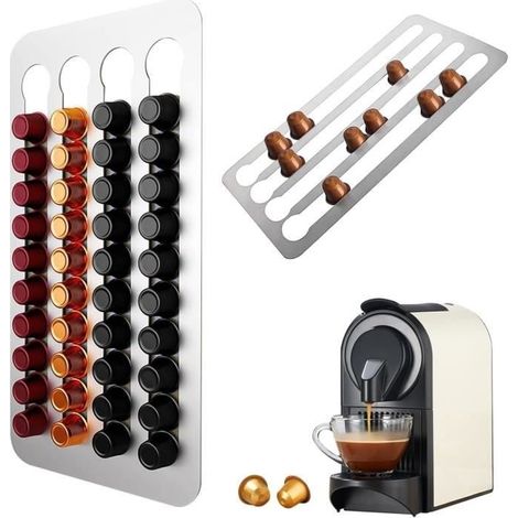 Support Capsules Nespresso - MARSEE - Acier inoxydable - 40.5x22cm - 3M - Rangement moderne (1/4)