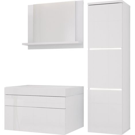 Set di mobili da bagno, Bianco Opaco / Bianco Lucido (1/5)