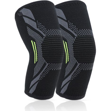 Genouillères de sport – Couvre-jambes chauds pour la course à pied, le basket-ball, les genouillères, les protections articulaires, les ménisques, vert, code L unique (1/4)