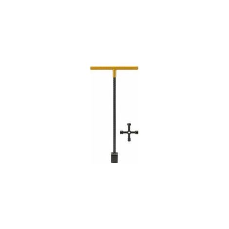 Clé multifonction en acier de 40 cm (16 pouces) pour compteur d'eau, clé à levier en T et outil 4 en 1 pour vannes et robinets, jaune (1/5)