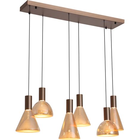 Searchlight Cannes Suspension LED intégrée à 6 lampes et verre ambré 41 W 3000 K (1/5)