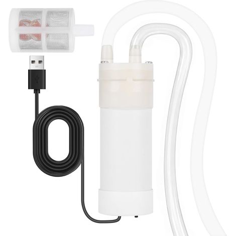 Pompe à eau USB Mini DC Auto-amorçante, Petite Pompe Silencieuse avec Tuyau PVC 1m & flexible transparent 3m, Pompe de Circulation Portable pour Aquarium, Jardin, Camping (1/5)