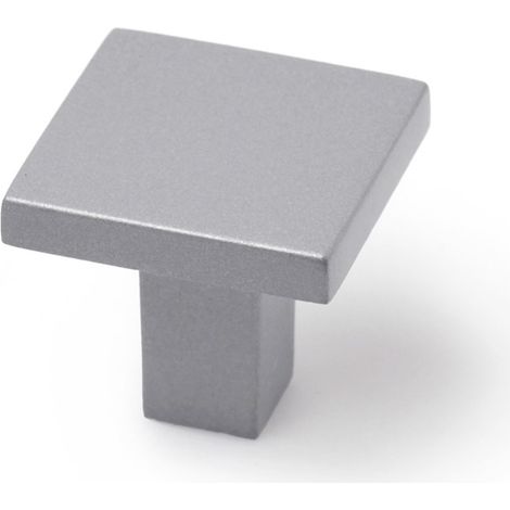 Pomo de zamak con acabado aluminio con acabado, dimensiones:30x30x28mm -