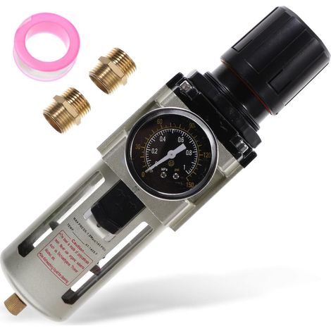 Séparateur Huile-eau Pour Compresseur Air Avec Régulateur De Pression Et Manomètre Accessoire Pneumatique Équipements Installation Facile Élimination Humidité - (1/5)